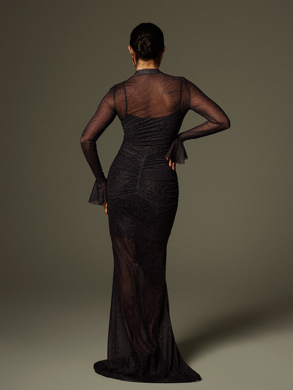 Caus Long Sleeve Ruched Maxi Dress