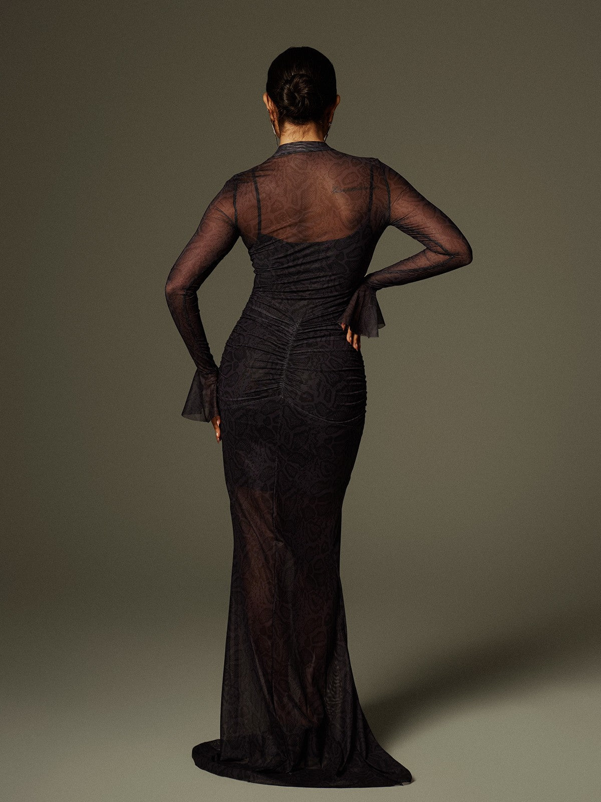 Caus Long Sleeve Ruched Maxi Dress